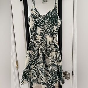 Express Green Leaf Print Midi Dress